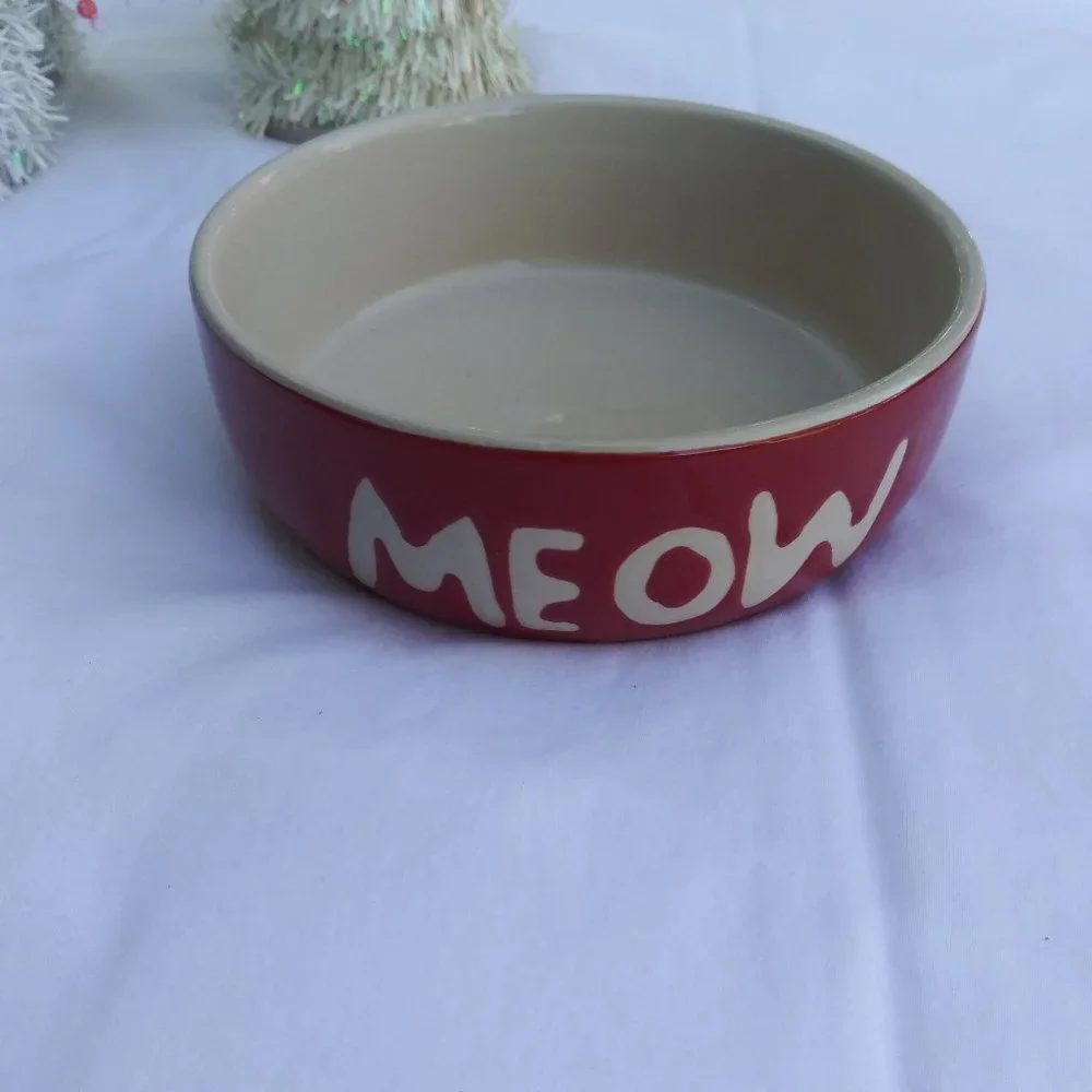 Meow Cat Bowl Pet Rageous Designs Hand Crafted Dishwasher/Microwave Safe NEW